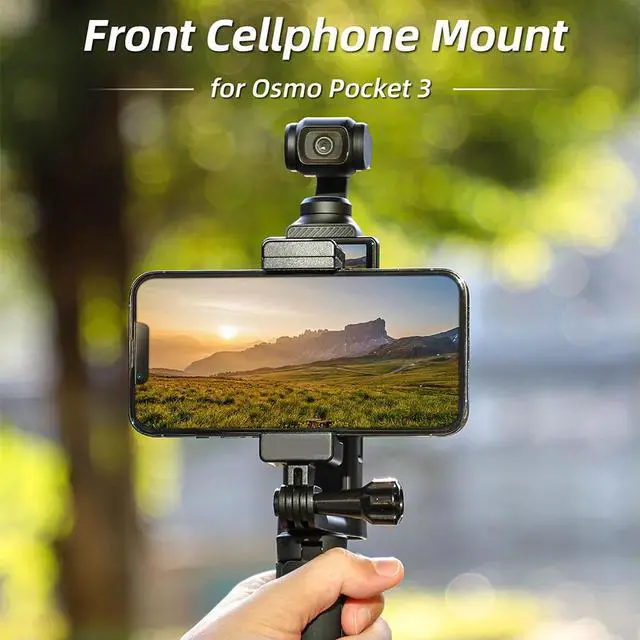 Alt view image 3 of 3 - Front Phone Holder Clip with 1/4inch Screw Adapter Cell Phone Holder Tripod Adapter for Osmo Pocket 3 Expansion Accessories