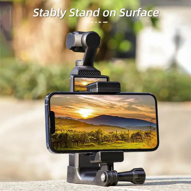 Alt view image 2 of 3 - Front Phone Holder Clip with 1/4inch Screw Adapter Cell Phone Holder Tripod Adapter for Osmo Pocket 3 Expansion Accessories