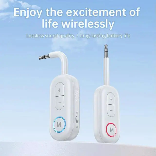 Alt view image 2 of 3 - 2 In 1 Audio Transmitter Receiver 3.5mm AUX Bluetooth-Compatible 5.3 Car Aux Adapter Airplane Dongle for Handsfree Call Music