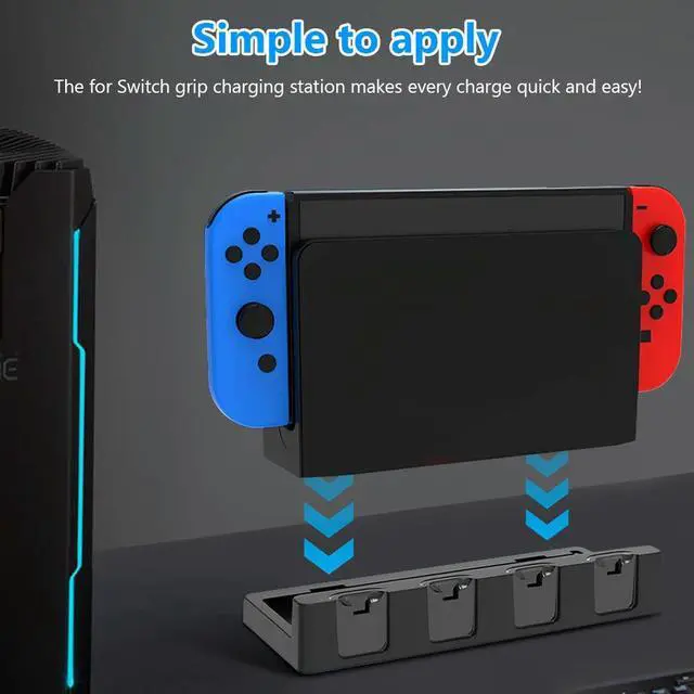 Alt view image 2 of 3 - For Joycon Charging Dock Station Charges Up To 4 Controllers Controller Dock Station Holder Handle Charger for Switch