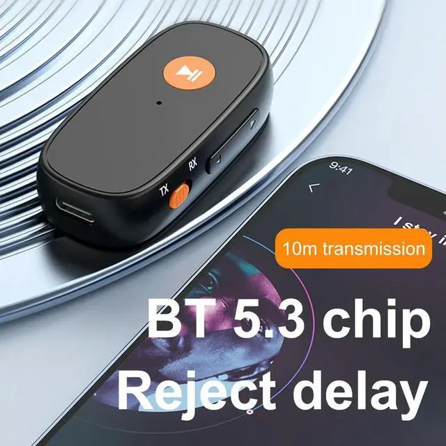 Alt view image 3 of 3 - Bluetooth-Compatible 5.3 Transmitter Receiver 3.5mm Aux Wireless Audio Adapter 2 In 1 Stereo Music Adapter for TV Car Headphones