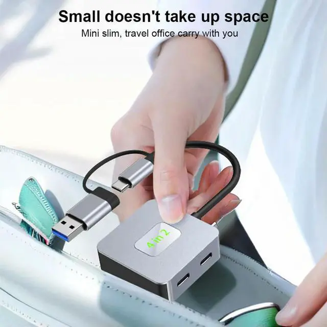 Alt view image 2 of 3 - USB 3.2 Hub 4 in 1 USB C Hub USB-C/USB-A To 10Gbps USB 3.2 Mini 4 Port USB Hub Multi USB Splitter Hub for Computer Accessories