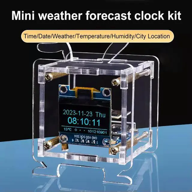 Alt view image 2 of 3 - ESP8266 Mini Weather Forecast Clock Kit 0.96 Inch OLED Display Clock + Shell Support 2.4G Networking