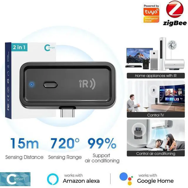 Alt view image 2 of 3 - For Zigbee Infrared Universal Remote Controller Compatible with Alexa & Google Home Infrared Remote Control for Home
