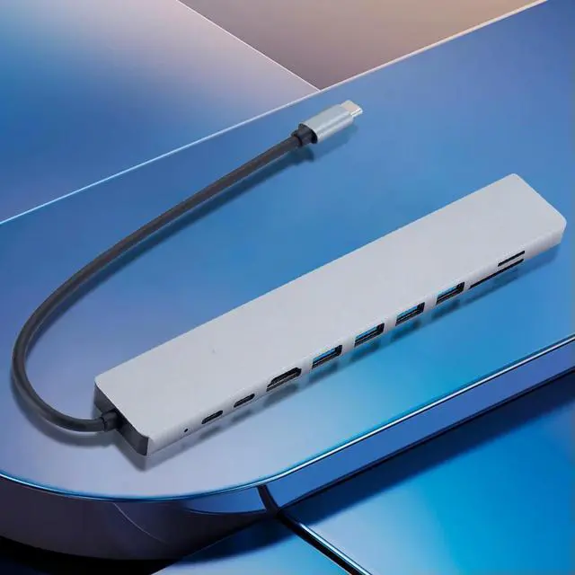 Alt view image 2 of 3 - 10 in 1 Type C Hub 3 USB2.0 1 USB3.0 5 Gbps USB C Splitter RJ45 Ethernet 100W PD for MacBook Pro/Air///Thinkpad/Etc