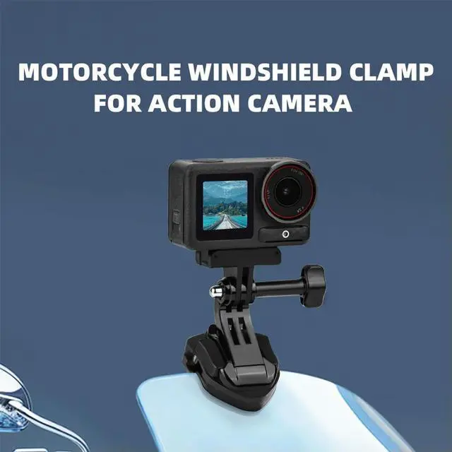 Alt view image 3 of 3 - Motorcycle Windshield Clip with 1/4 Screw Hole Action Camera Mount Clip 180 Degree Rotable for Insta 360 X5 Go Pro/Action 5 Pro