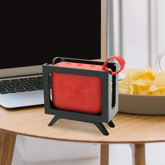 Alt view image 2 of 3 - Retro Desktop Bracket Acrylic Tabletop Holder Anti-Slip Speaker Mount Speaker Display Shelf for JBL Go 4 & Go 3 Speaker