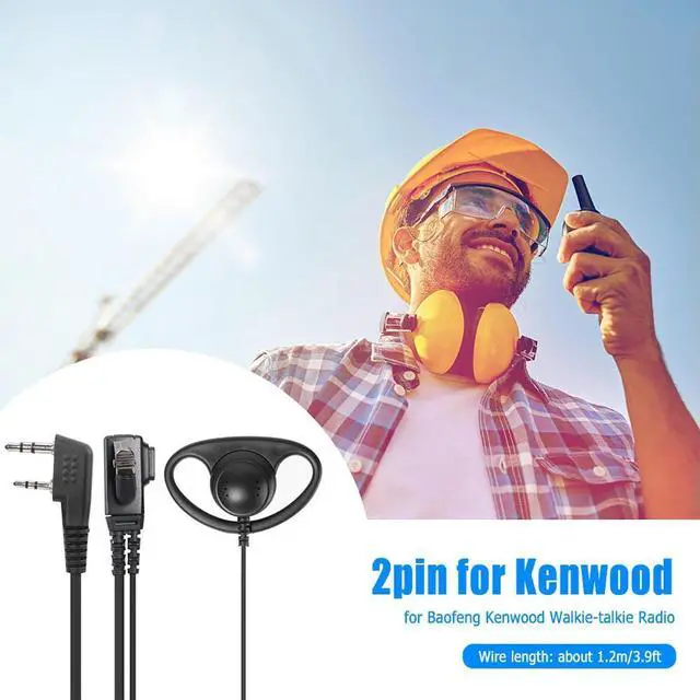 Alt view image 2 of 3 - D Shape 2Pin K Head PPT Earpiece Headset Anti Noise Earphone for Baofeng Kenwood