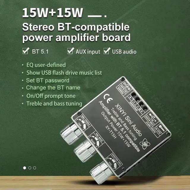 Alt view image 3 of 3 - XY-T15H Audio Digital Power Amplifier Board Bluetooth-Compatible 5.1 APP Control for DIY Wireless Speakers