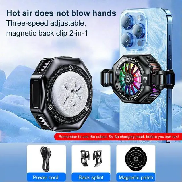 Main image of 2 in 1 Magnetic/Back-clip Fast Cooling Phone Cooler 3 Gear Adjustable Refrigeration Fan Silent Phone Heatsink for Android