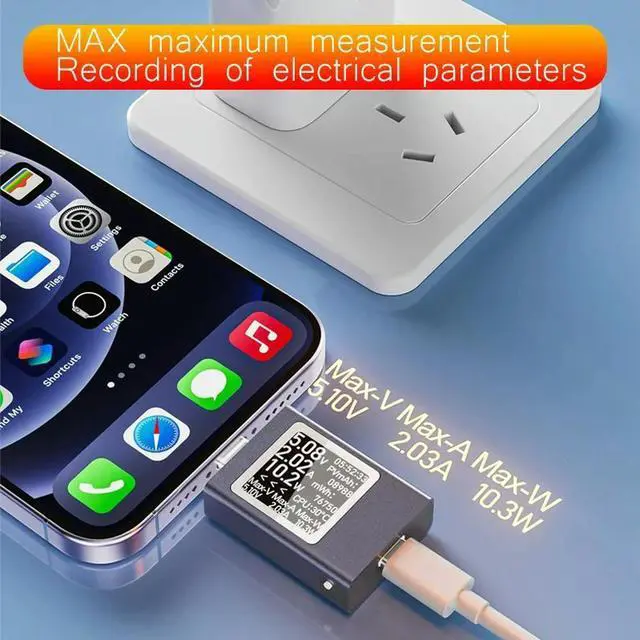 Alt view image 2 of 3 - USB C Power Meter DC 4.5-50V 12A DC Voltage Ammeter Power Meter Digital Display Type C Voltage Current Tester Digital Multimeter