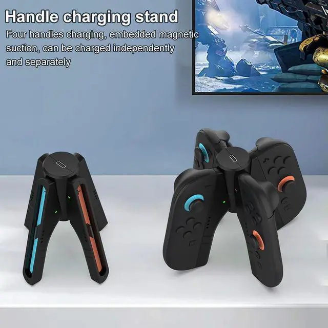 Alt view image 2 of 3 - 4 In 1 Handle Dock Charger LED Indicator Game Controller Charger Space-Saving Small Handle Charging Base for NS2