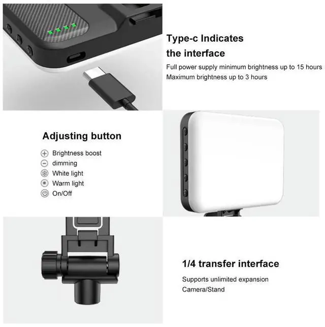 Main image of 60 LED Portable Selfie Light 3 Light Modes 10-Level Brightness 2200mAh Rechargeable Clip Video Conference Fill Light 2500K-6500K