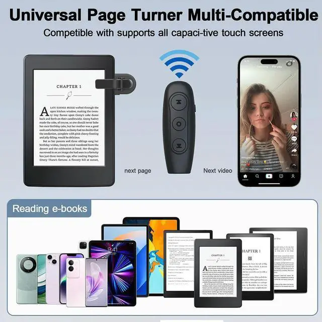 Alt view image 2 of 3 - Remote Control for TikTok Remote Page Turner for Kindle Paperwhite Oasis Kobo EReaders for Android Tablets Reading Novels