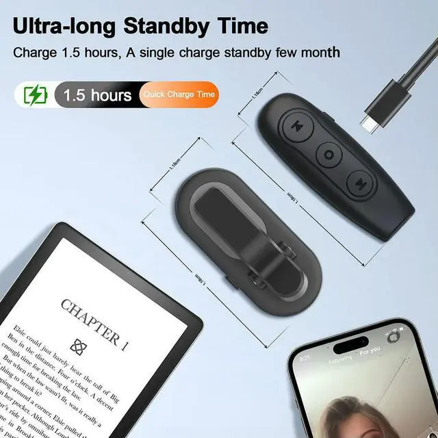 Alt view image 3 of 3 - Remote Control for TikTok Remote Page Turner for Kindle Paperwhite Oasis Kobo EReaders for Android Tablets Reading Novels