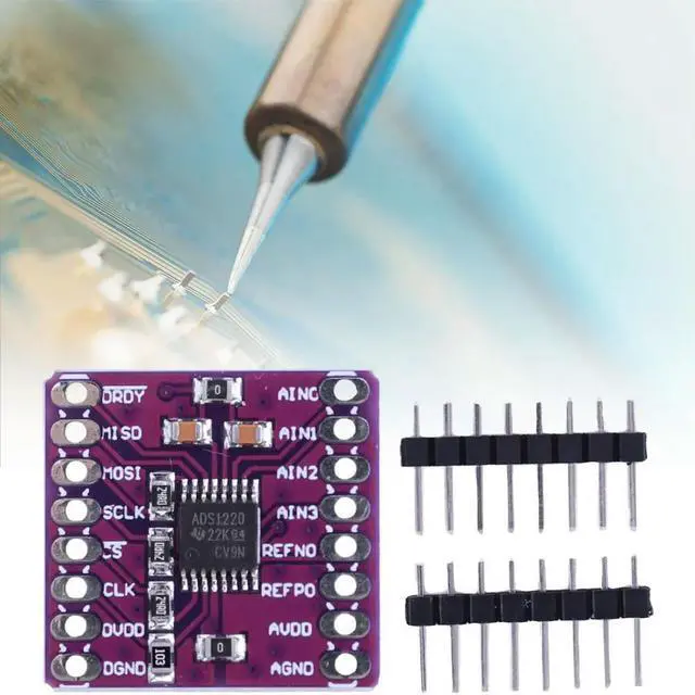 Alt view image 2 of 3 - ADS1220 ADC SPI I2C Low-power 24 Bit ADC Analog To Digital Converter Module 2.3-5.5V Ultra Low Noise Analog To Digital Converter