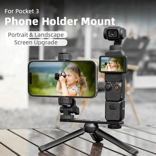 Alt view image 3 of 3 - Phone Holder Fixed Bracket for Osmo Pocket 3 Expansion Accessories Phone Clip Clamp with 1/4inch Screw & Cold Shoe