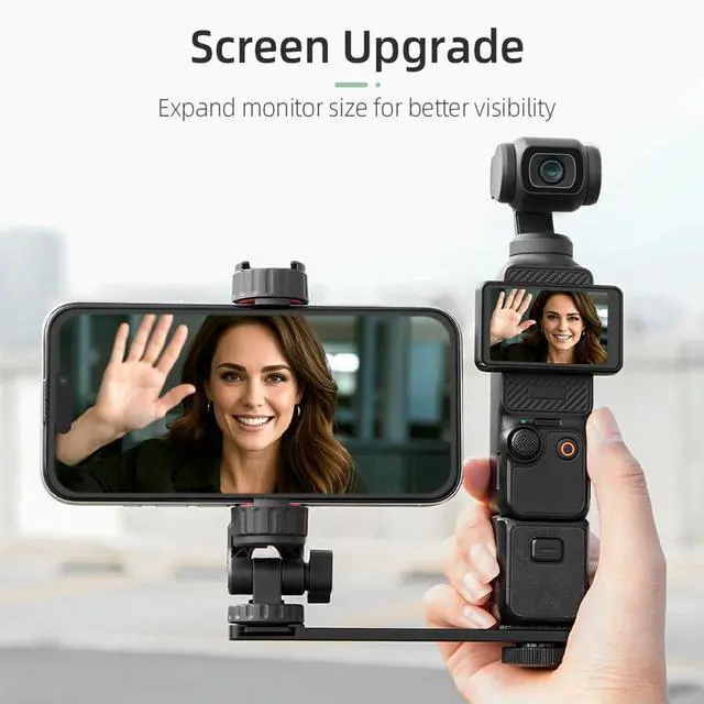Alt view image 2 of 3 - Phone Holder Fixed Bracket for Osmo Pocket 3 Expansion Accessories Phone Clip Clamp with 1/4inch Screw & Cold Shoe