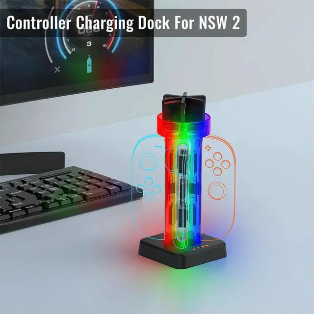 Alt view image 3 of 3 - 4 In 1 Fast Charging Dock with Cassettes Slot Small Handle Charging Base Wear Resist Gamepad Charging Station for NS Accessories
