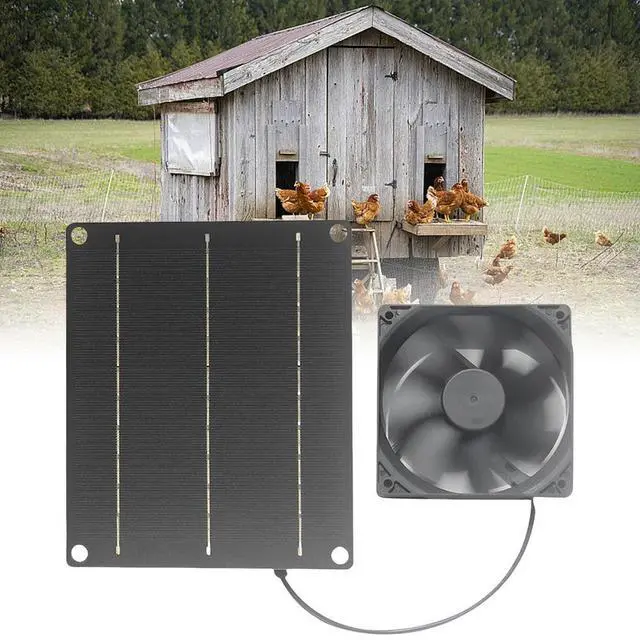 Alt view image 3 of 3 - 6V 6W Solar Exhaust Fan Waterproof Ventilator Solar Panel Powered Fan Air Extractor for Dog Chicken House RV Greenhouse