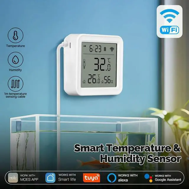 Alt view image 3 of 3 - Home Hygrometer with External Probe Temperature Humidity Meter Temperature Sensor for Plants Aquarium Winery