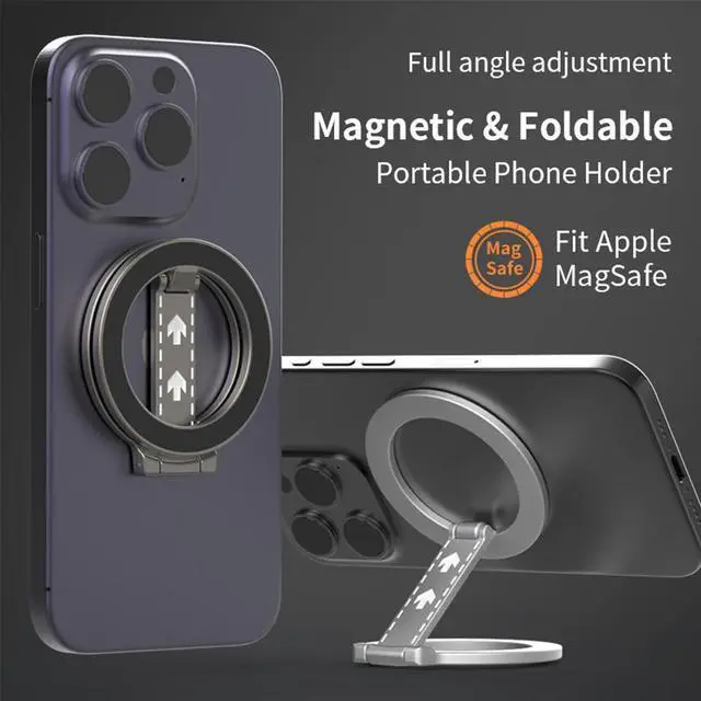 Alt view image 2 of 3 - Double Magnetic Ring Phone Holder for MagSafe Magnetic Cell Phone Grip Stand Magnetic Finger Ring Holder for 15 14 13 12