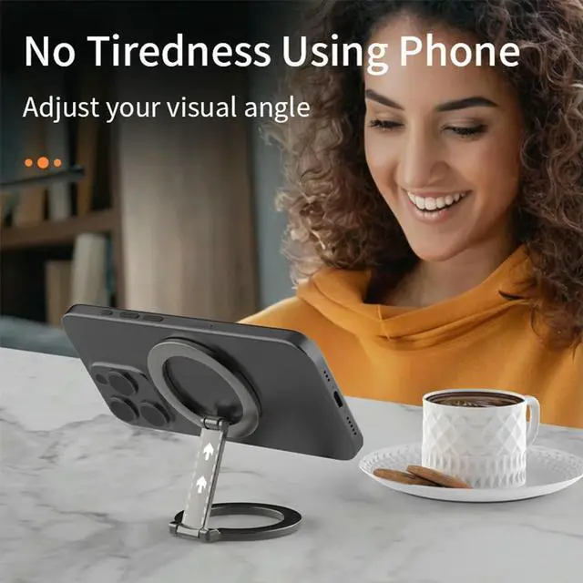 Alt view image 3 of 3 - Double Magnetic Ring Phone Holder for MagSafe Magnetic Cell Phone Grip Stand Magnetic Finger Ring Holder for 15 14 13 12