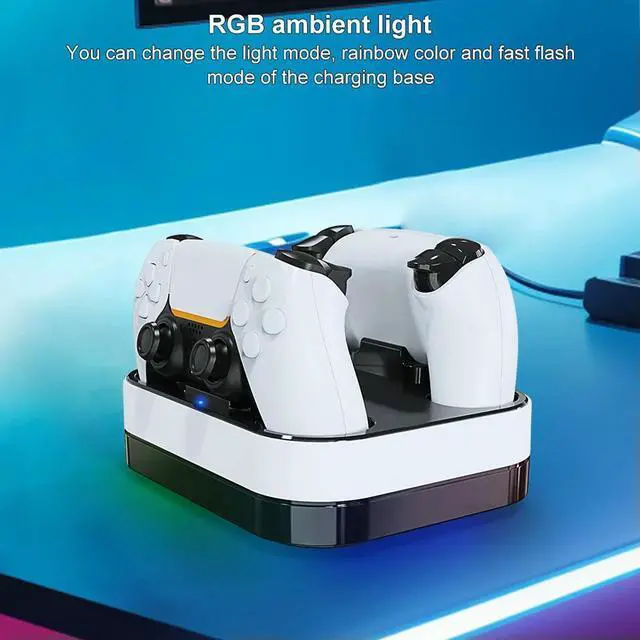 Alt view image 3 of 3 - For Dual Controller Charging Dock with RGB Light Controller Charger Station Charging Cradle Dock for Wireless Gamepad
