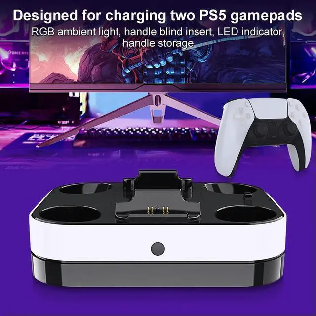 Alt view image 2 of 3 - For Dual Controller Charging Dock with RGB Light Controller Charger Station Charging Cradle Dock for Wireless Gamepad