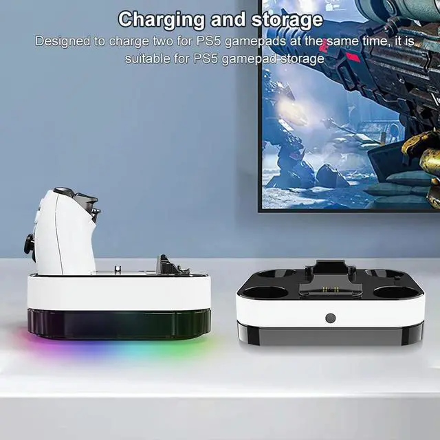 Alt view image 3 of 3 - For Dual Controller Charging Dock Type-C Controller Charger Station Charging Cradle Dock for 5 Wireless Gamepad