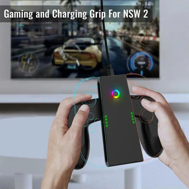 Alt view image 3 of 3 - Charging Grip for Nintendo for Switch 2 Joy-Con Controller Comfort Grip Gamepads Grip Handle Bracket Holder Handle Bracket Stand
