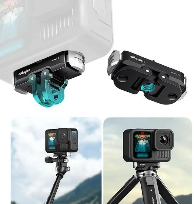 Alt view image 3 of 3 - Magnetic Quick Release Adapter Base 2-Prong Mount Claw and 1/4 Screw Point Quick Release Base Bracket for Gopro 13 Action Camera