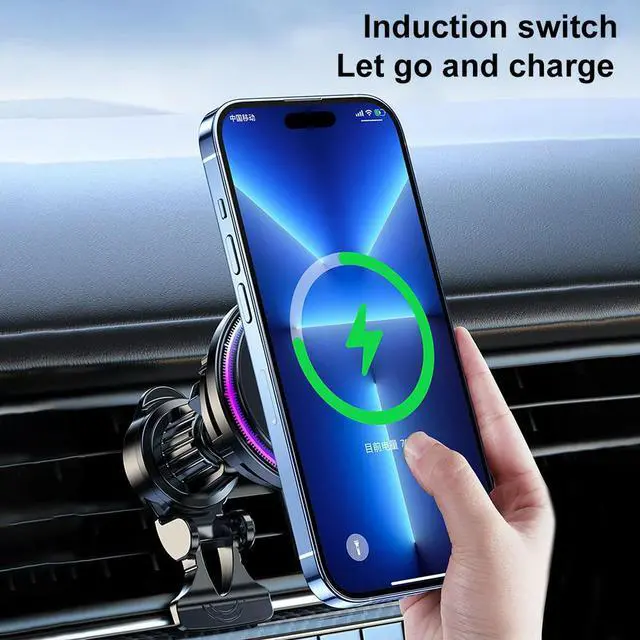 Alt view image 2 of 3 - 15W Magnetic Car Mount Charger Air Vent Wireless Charging Phone Cooler Car Phone Holder Cooling Mount for 16/15/14/13/12