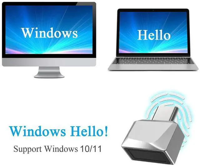 Alt view image 2 of 3 - USB Fingerprint Key Reader Hello U2F Biometric Fingerprint Anti-Spoofing for Win10/ Win11 PC Laptop