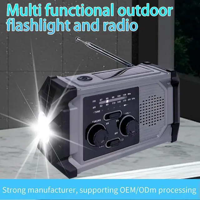 Alt view image 2 of 3 - Hand Crank Emergency Radio AM/FM Weather Radio with LED Flashlight SOS Alarm Portable Radio for Indoor Outdoor Emergencies