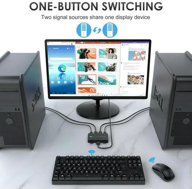 Alt view image 2 of 3 - KVM Switcher Box Keyboard Mouse Printer KVM Shared Controller Plug and Play USB Switcher Splitter Equipment for 2 PC Sharing
