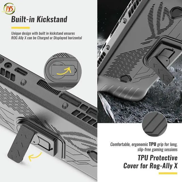 Main image of For ROG Ally X TPU Protector Shell Sleeve Anti-Scratch with Stand Shell Sleeve Case with Thumb Grip Caps & Screen Protector