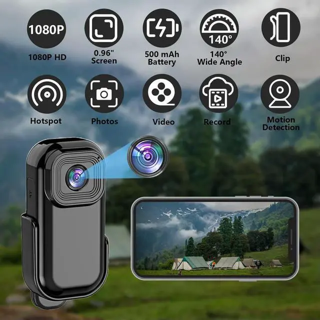 Alt view image 2 of 3 - HD 1080P Video Recording Pocket Camera 140 Degree Wide Angle Mini Camera with Screen Back Clip Sport DV Law Enforcement VCR