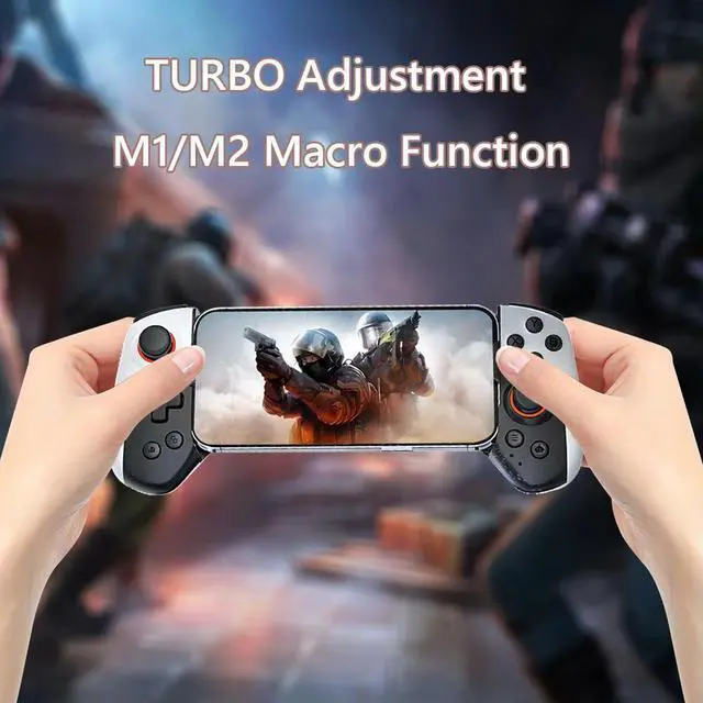 Alt view image 3 of 3 - Phone Controller Joystick Bluetooth-Compatible5.3 Turbo/Back Button/Vibration Macro Function for Android iOS Switch PC