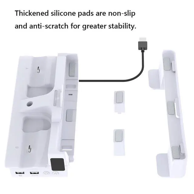 Alt view image 3 of 3 - Horizontal Stand with Dual Controller Charger Headset Holder Cooling Stand for Slim Disc & Digital Editions