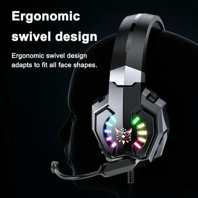 Alt view image 3 of 3 - Wired Gaming Headset with Mic & RGB Over Ear Headphones USB & 3.5mm Jack Stereo Gaming Headphones for XBox One PC Laptop