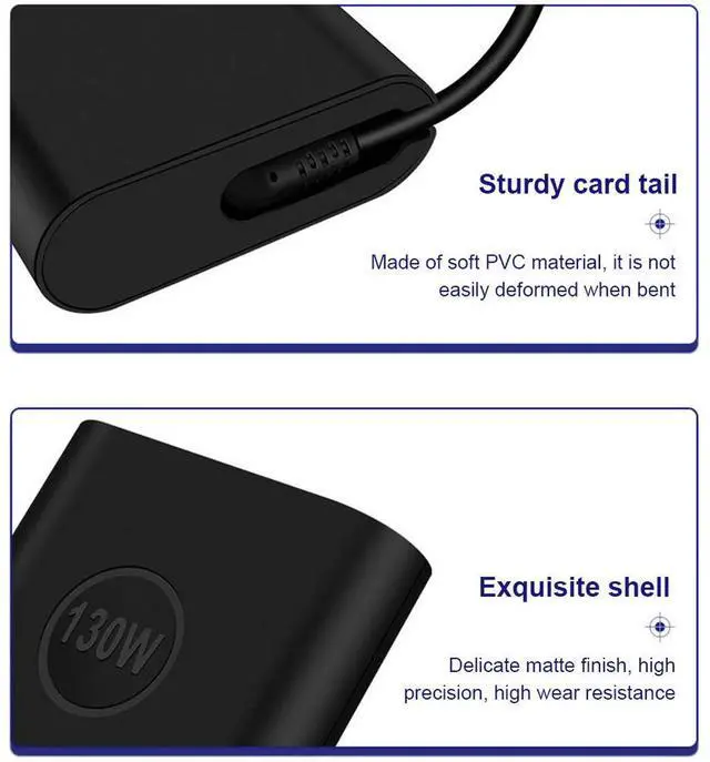 Main image of 130W USB C Type C Travel Laptop Power Adapter 20V 6.5A AC Laptop Adapter Power Charger for XPS 17 9700 9710 9720 9730