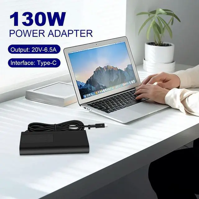 Alt view image 2 of 3 - 130W USB C Type C Travel Laptop Power Adapter 20V 6.5A AC Laptop Adapter Power Charger for XPS 17 9700 9710 9720 9730