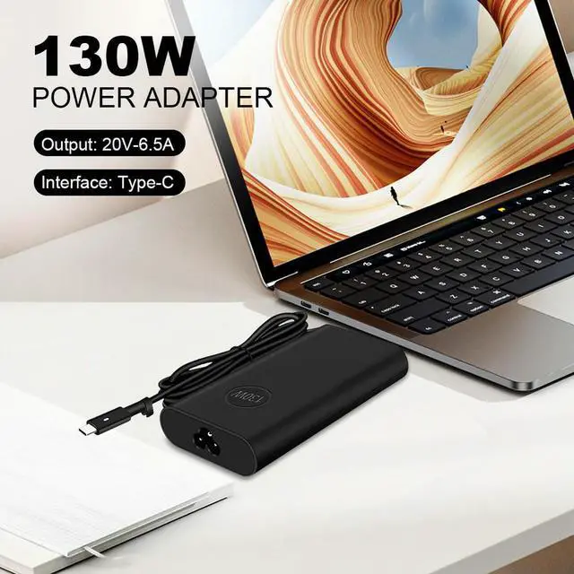 Alt view image 3 of 3 - 130W USB C Type C Travel Laptop Power Adapter 20V 6.5A AC Laptop Adapter Power Charger for XPS 17 9700 9710 9720 9730
