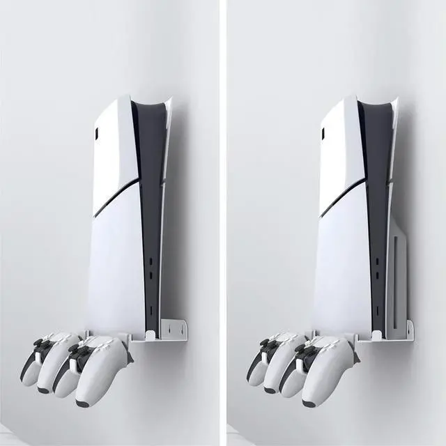Alt view image 2 of 3 - Wall Mount Bracket Display Stand Base with Controller Holder Wall Hanging Stand for Slim Digital Edition and Disc Edition