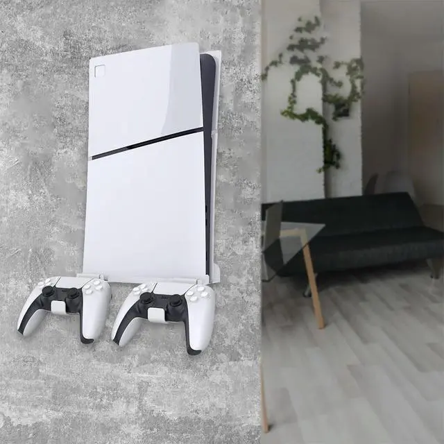 Alt view image 3 of 3 - Wall Mount Bracket Display Stand Base with Controller Holder Wall Hanging Stand for Slim Digital Edition and Disc Edition