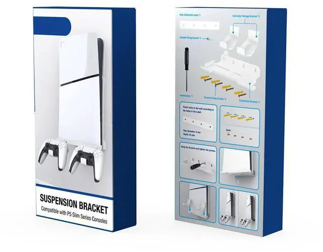 Main image of Wall Mount Bracket Display Stand Base with Controller Holder Wall Hanging Stand for Slim Digital Edition and Disc Edition