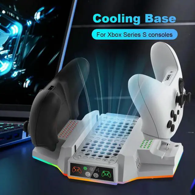 Alt view image 3 of 3 - RGB Cooling Stand Dual Controller Charger Station Dock Cooling Fan & Charging Stand for Xbox Series X Console & Controller