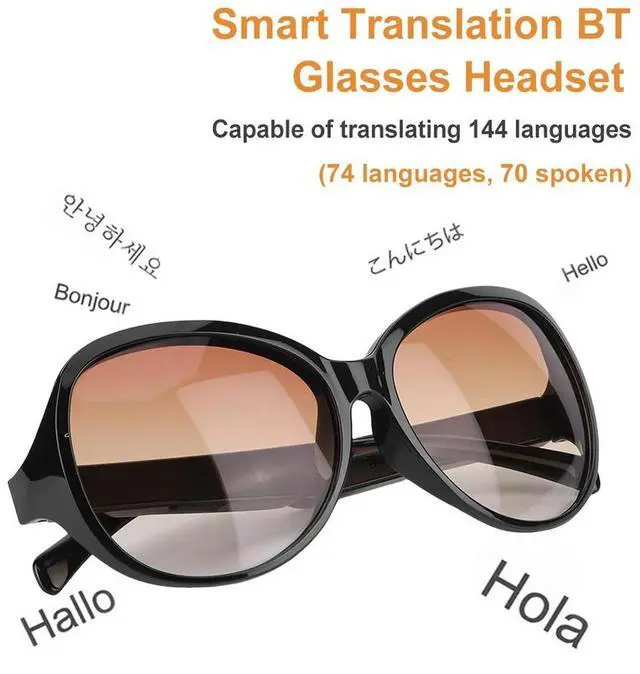 Alt view image 3 of 3 - 144 Languages Glasses Translator UV Protection Translator Glasses & Headset Waterproof Open Ear Sunglasses for Men & Women