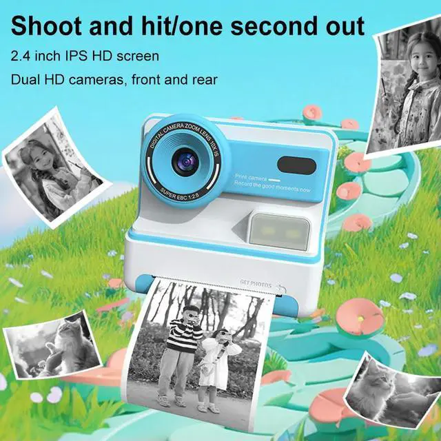 Alt view image 3 of 3 - Kids Mini Instant Print Camera 2.4 Screen Digital Photo Camera 30MP HD 1080P Photo Printing Camera with 3 Rolls Print Paper